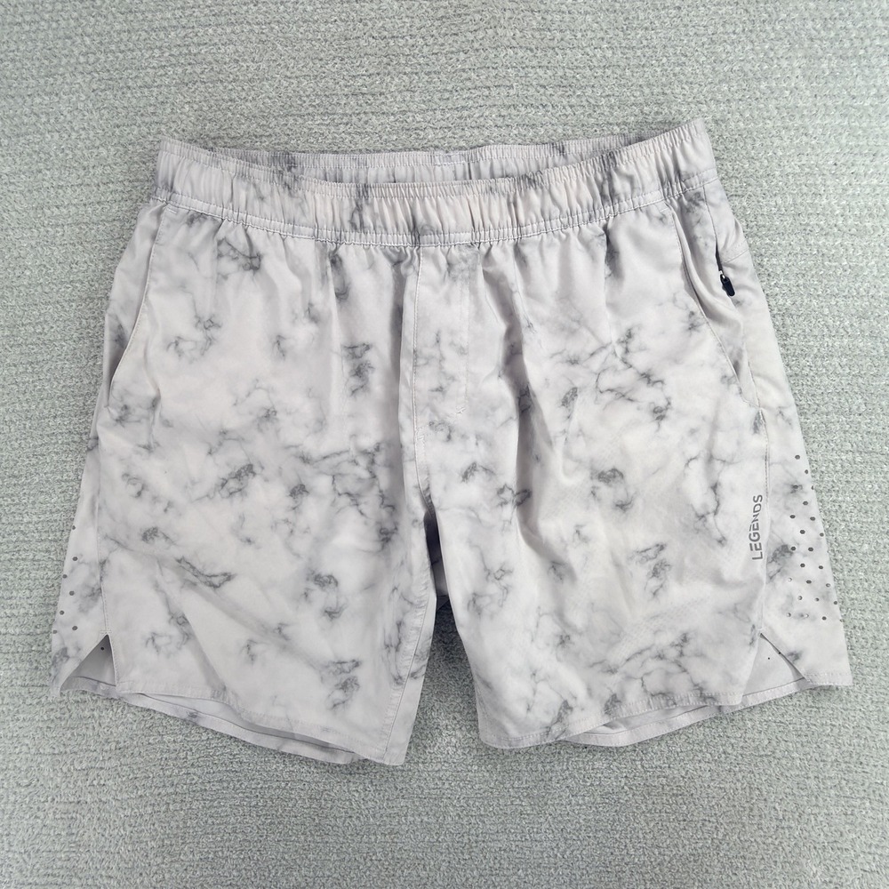 Legends Luka Shorts Men's Large Gray Marble 7" Unlined Running Gym Athletic